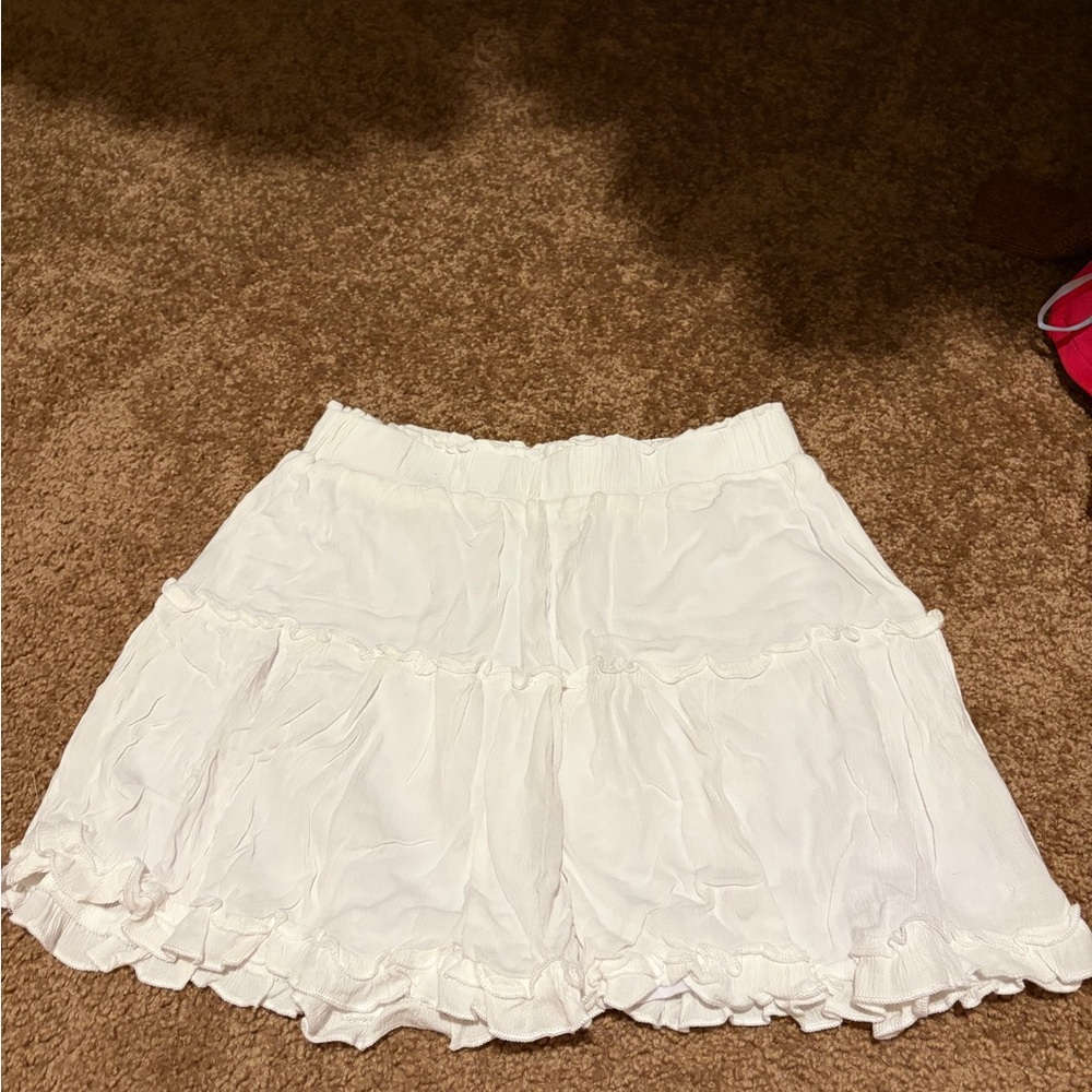 White Ruffled Mini Skirt